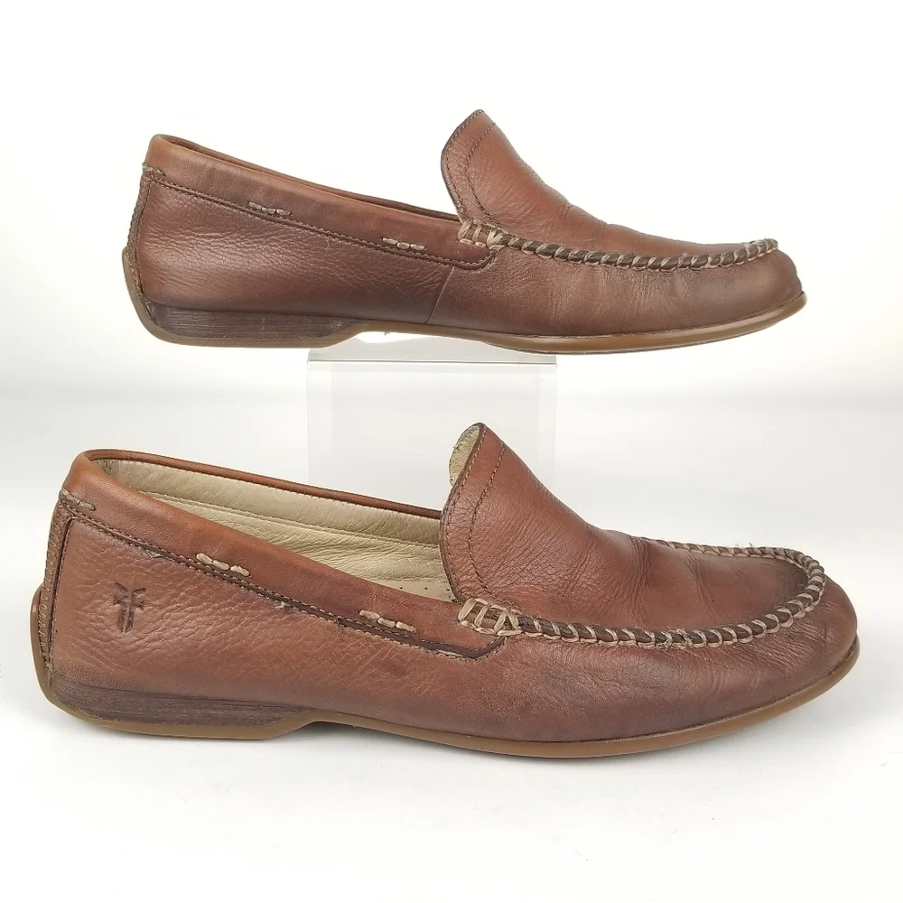 Frye Lewis‎ Venetian Driving Loafers Brown Leather Slip On Shoes Mens 8